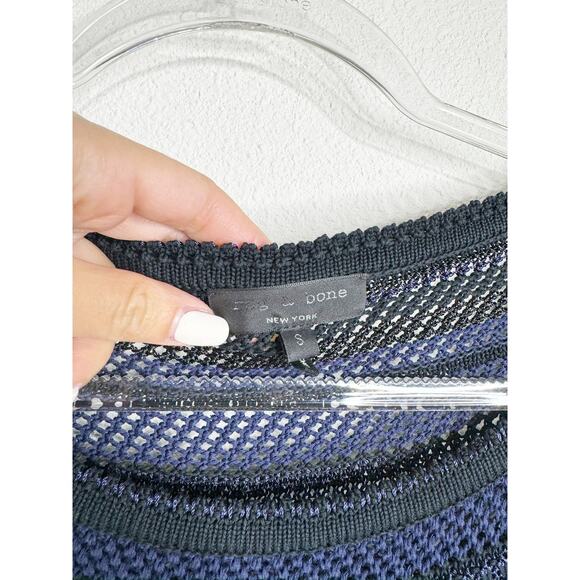 Rag & Bone Blue Black Striped Knit Long Sleeve Sweater Top Small - Picture 4 of 6